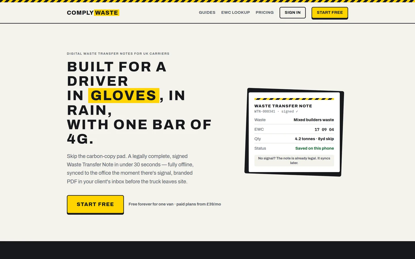 The ComplyWaste home page