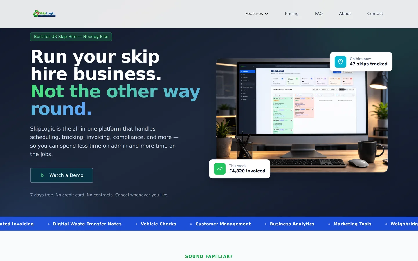 The SkipLogic home page