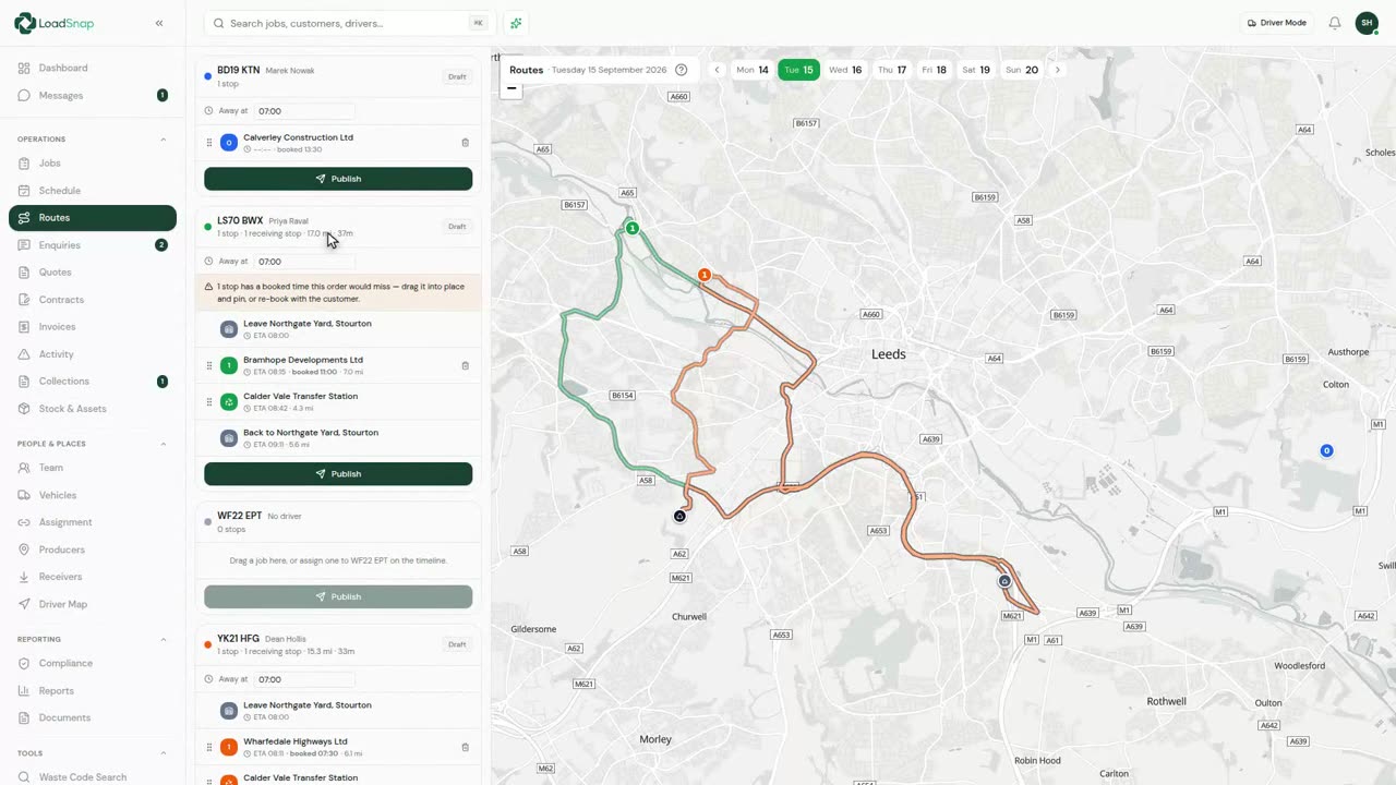A still from the route planning and optimisation video
